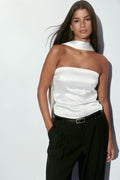 Satin scarf top