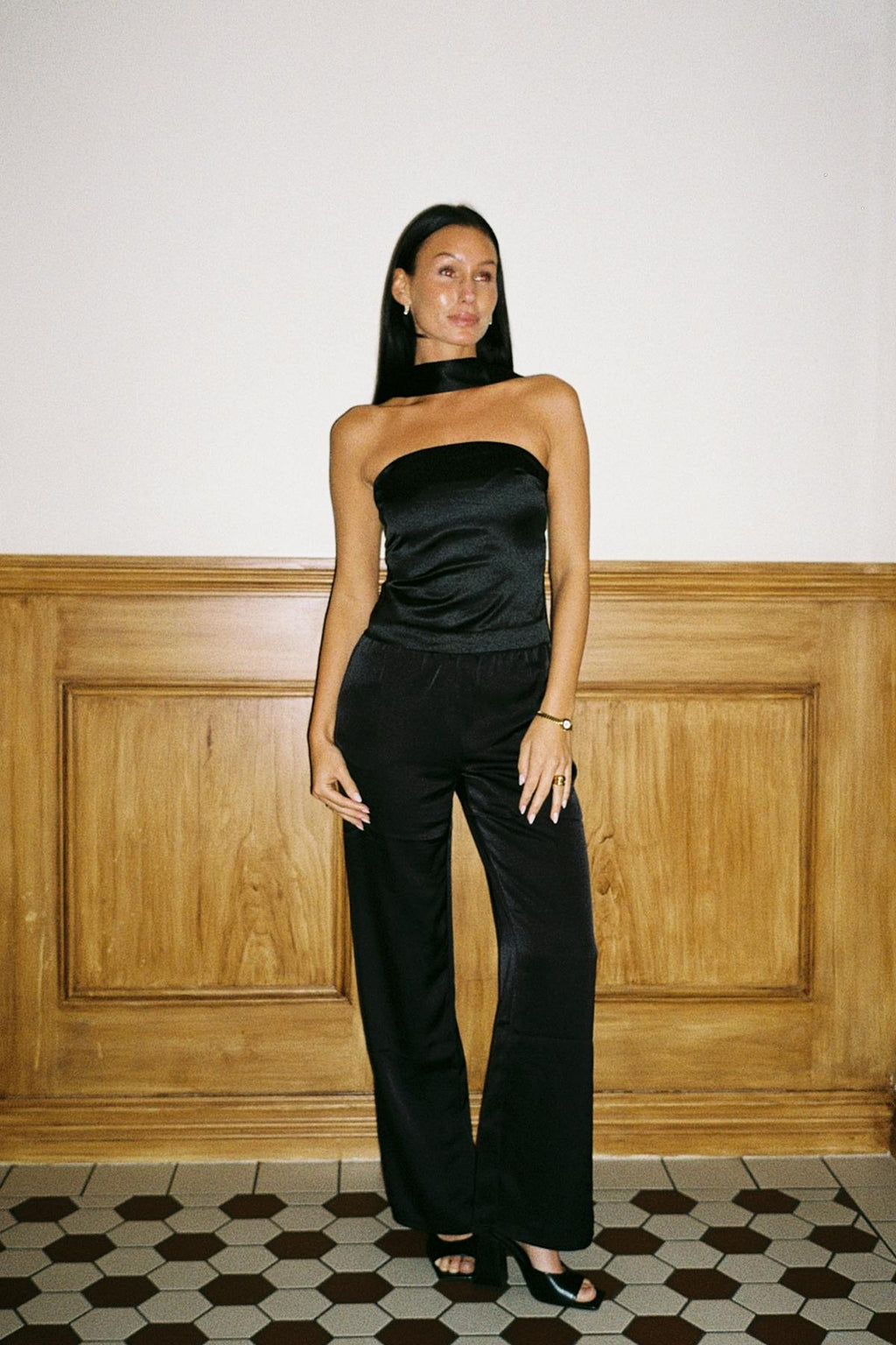 Satin scarf top