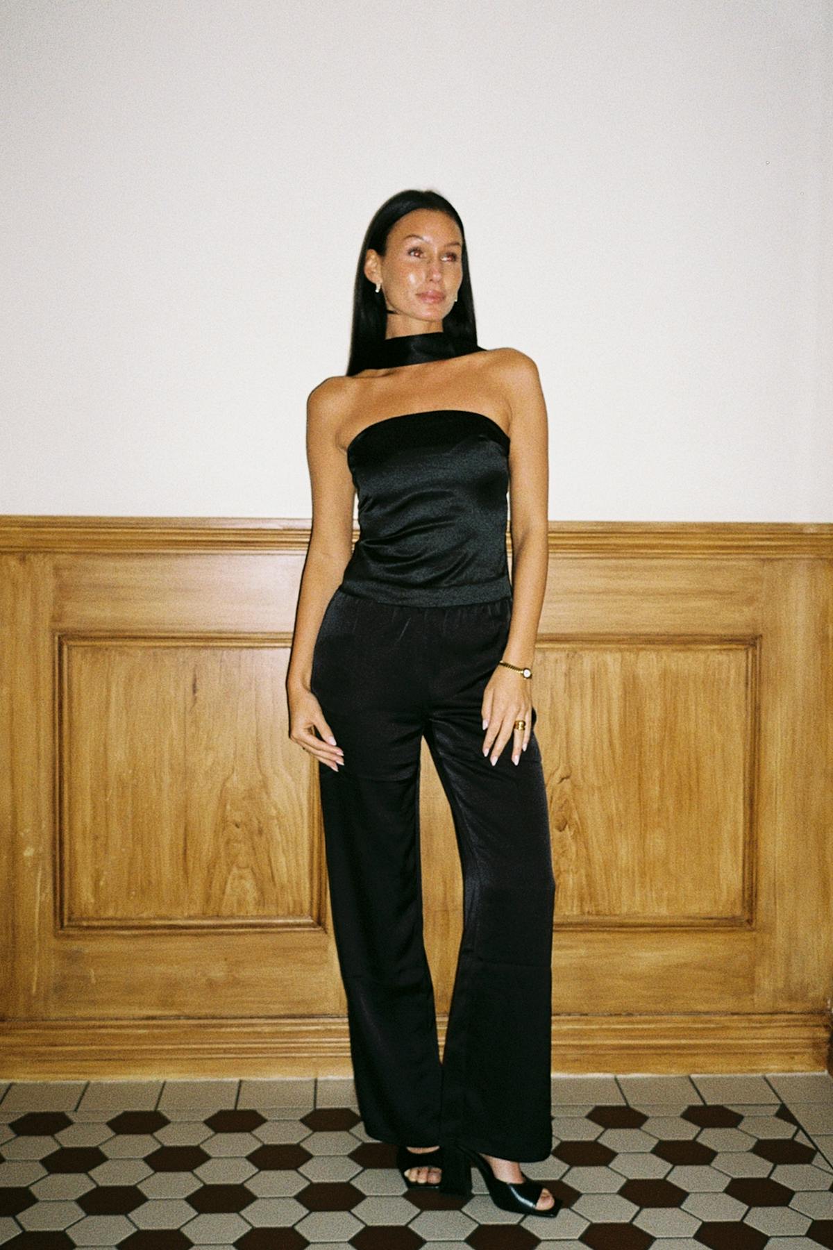 Satin scarf top