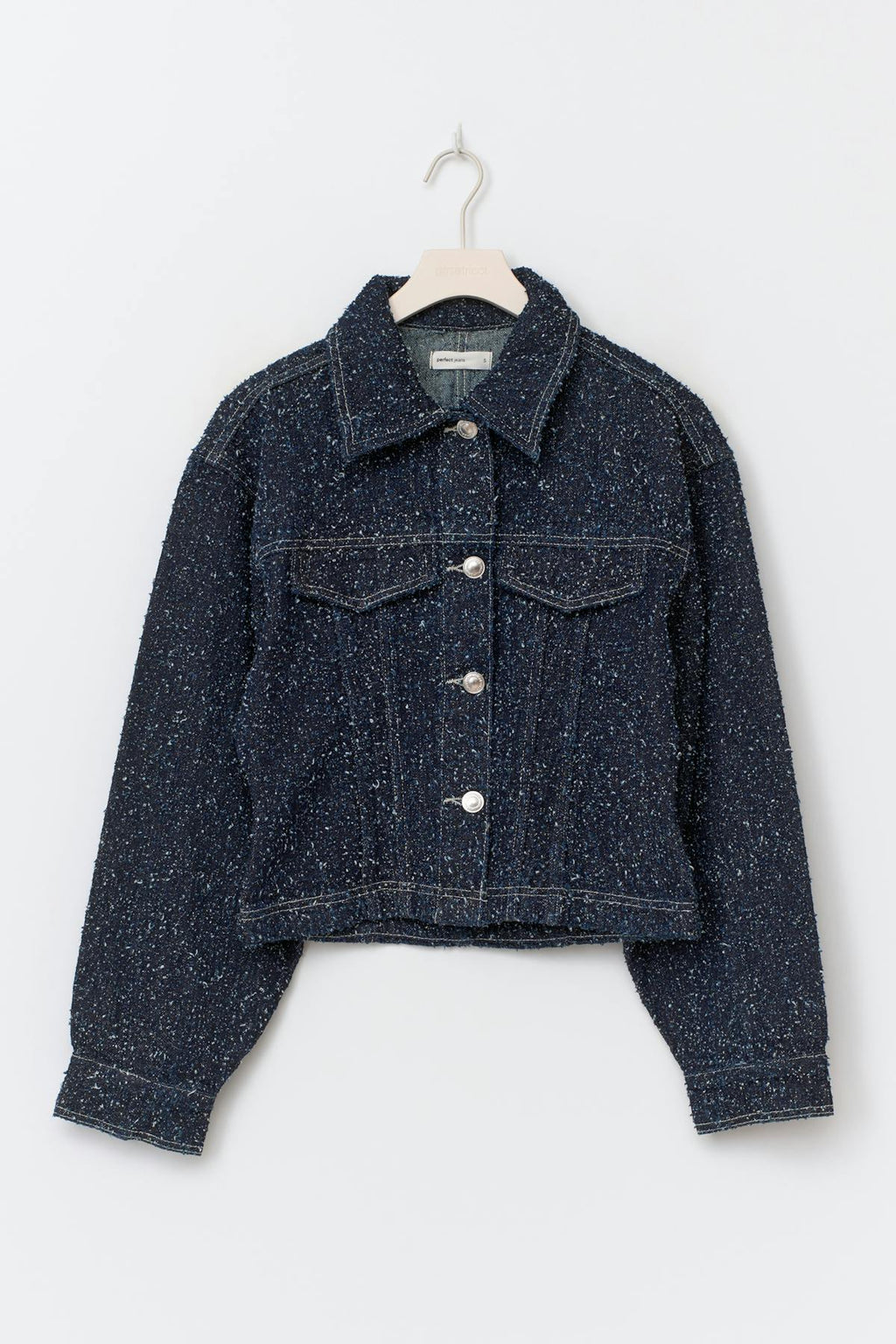 Peplum boucle denim jacket