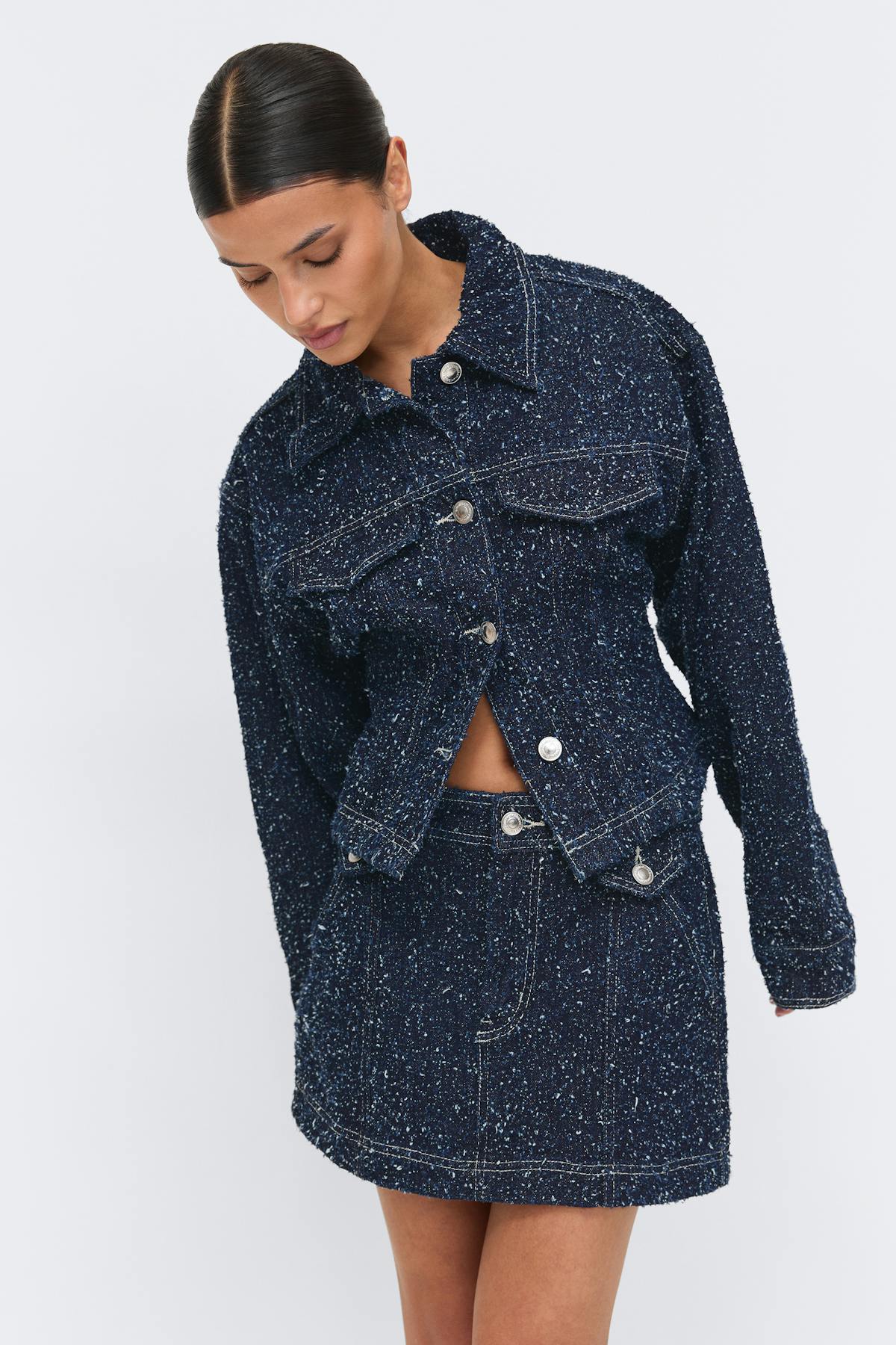 Boucle denim skirt