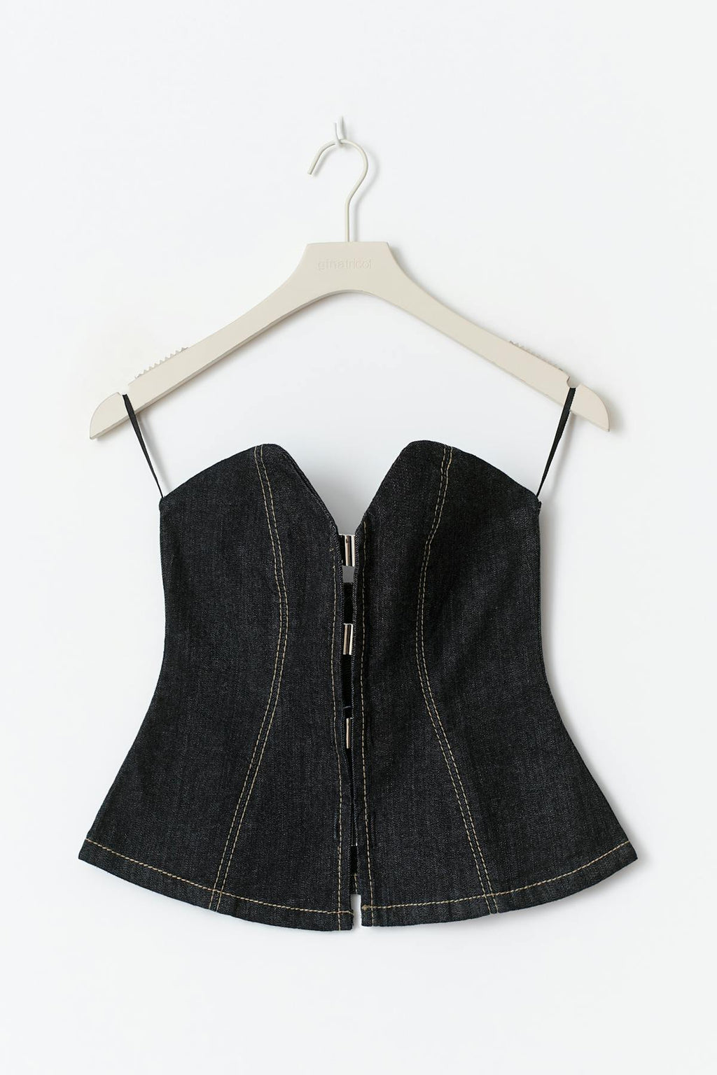 Sculpted denim bustier
