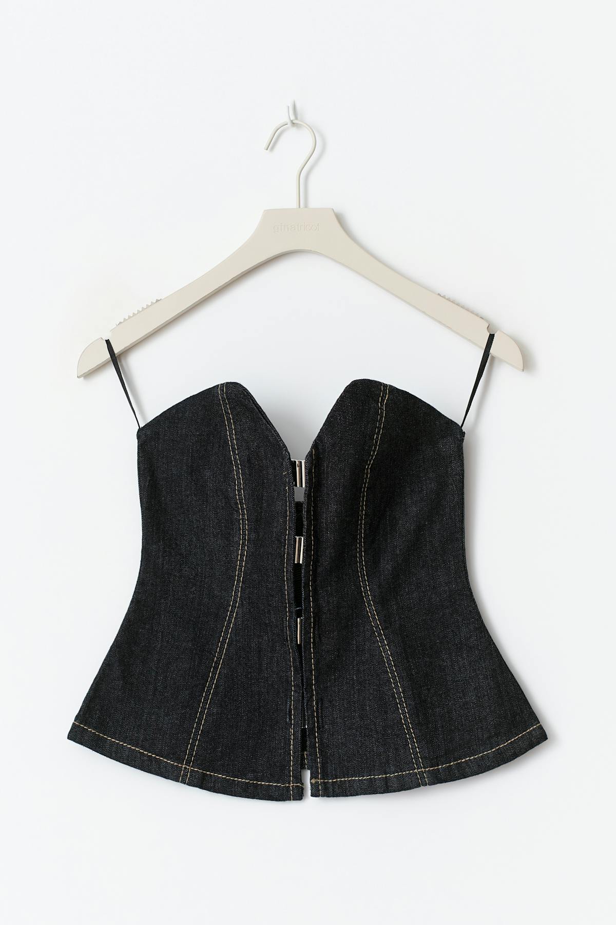 Sculpted denim bustier