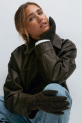 Suede leather gloves