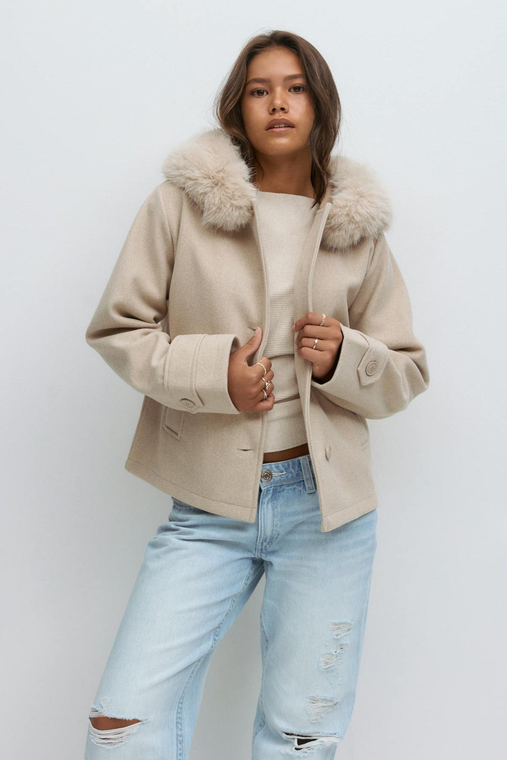 Y fur felt jacket