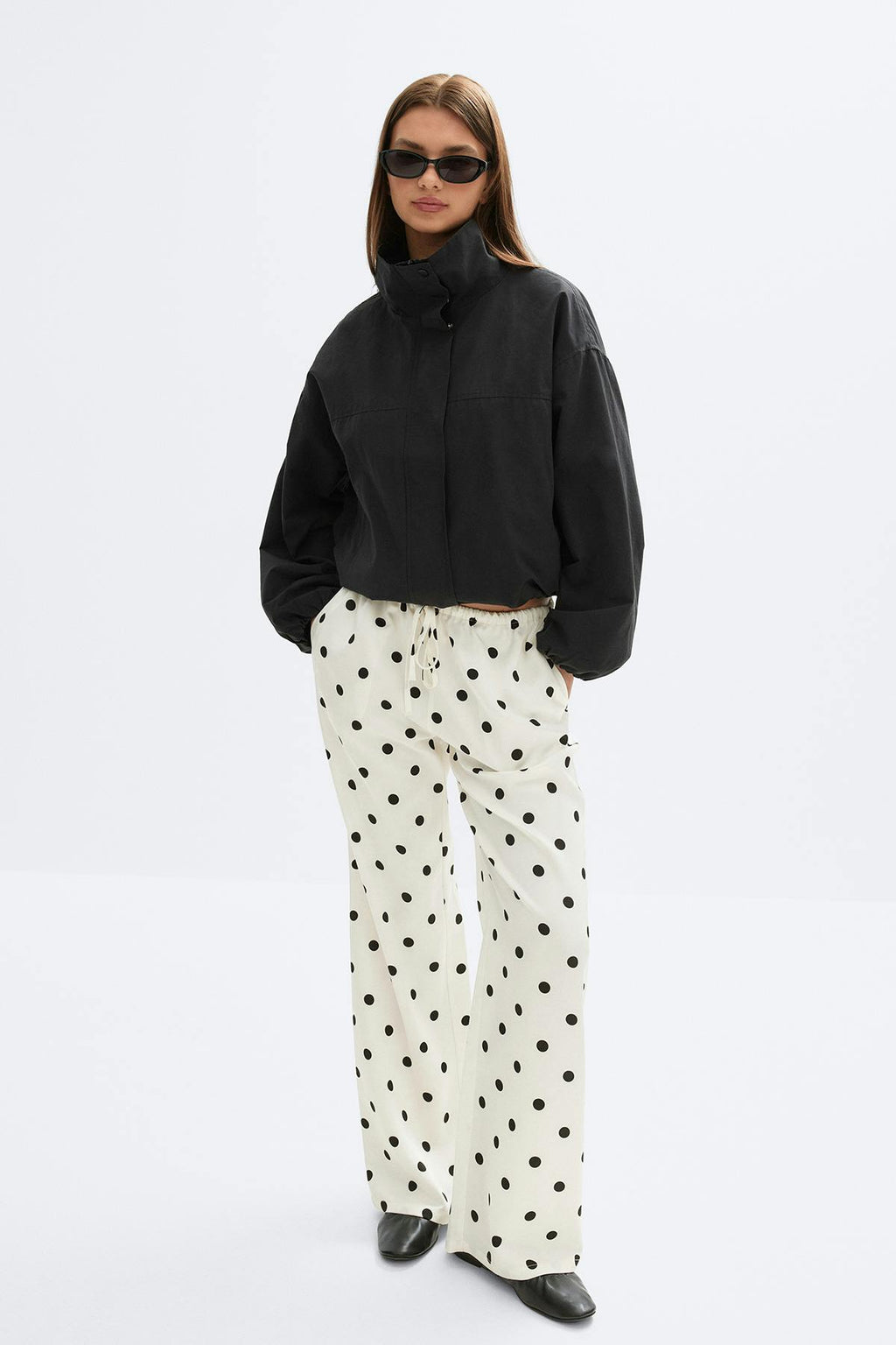 Drawstring satin trousers