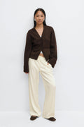 Drawstring satin trousers