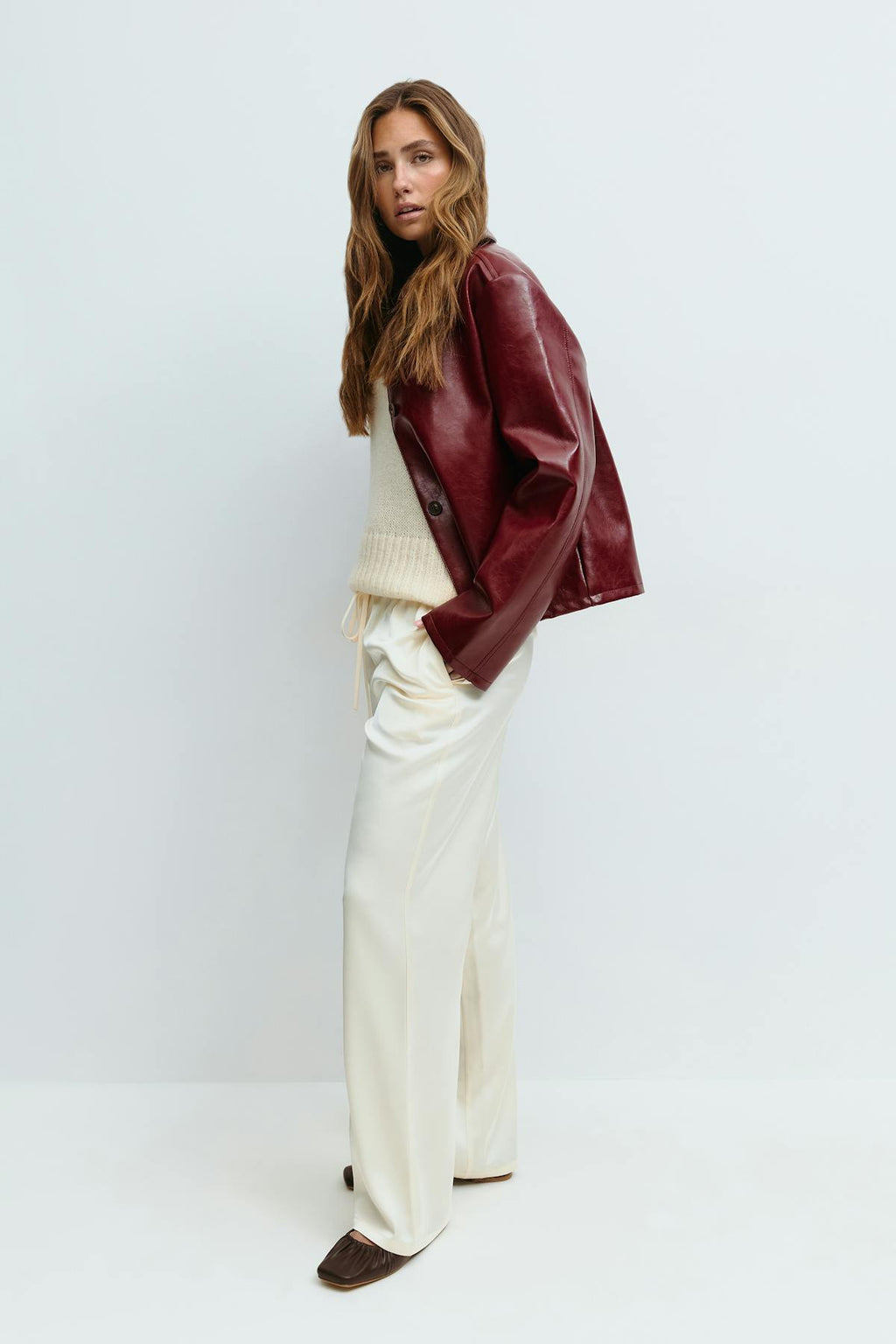 Drawstring satin trousers