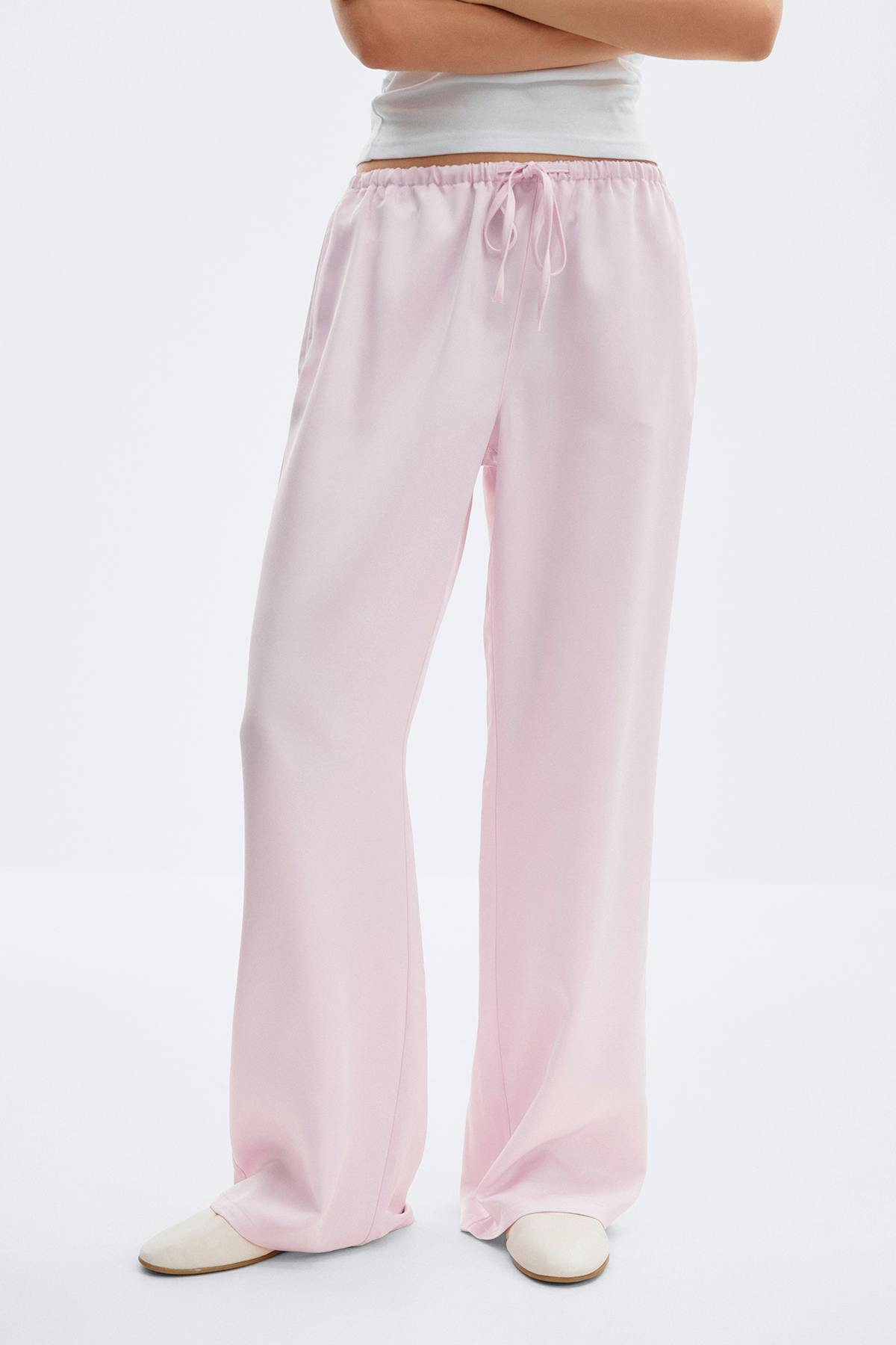 Drawstring satin trousers