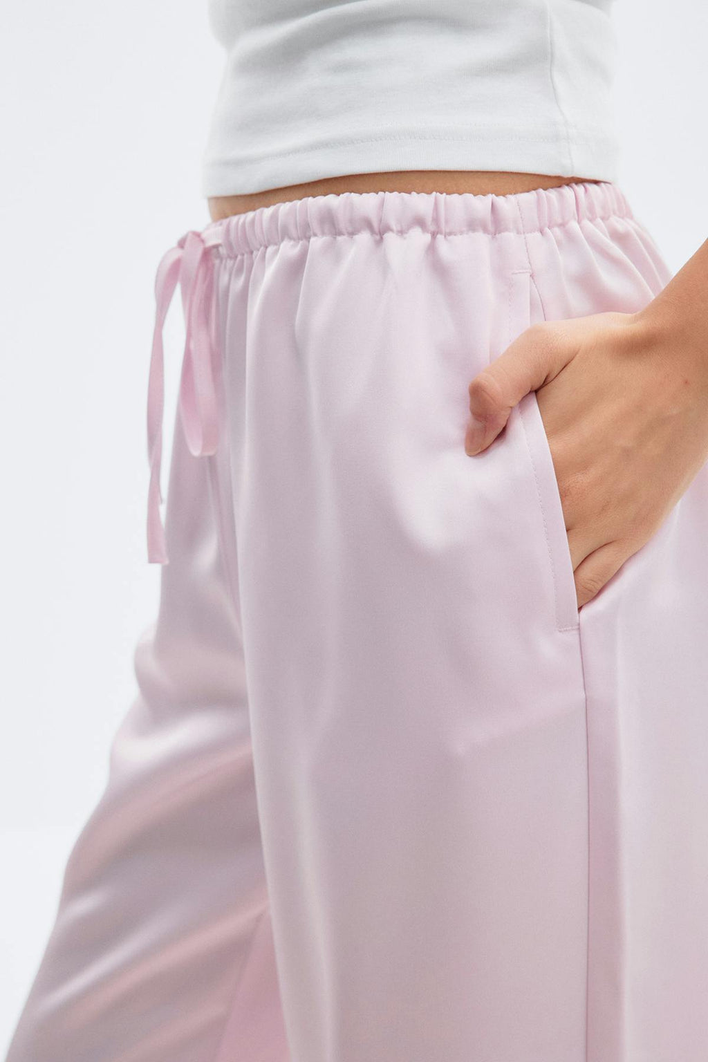Drawstring satin trousers