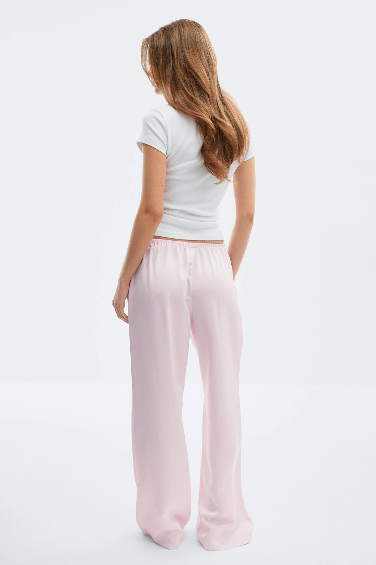 Drawstring satin trousers