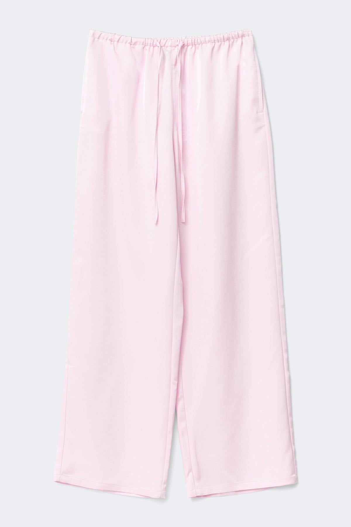 Drawstring satin trousers