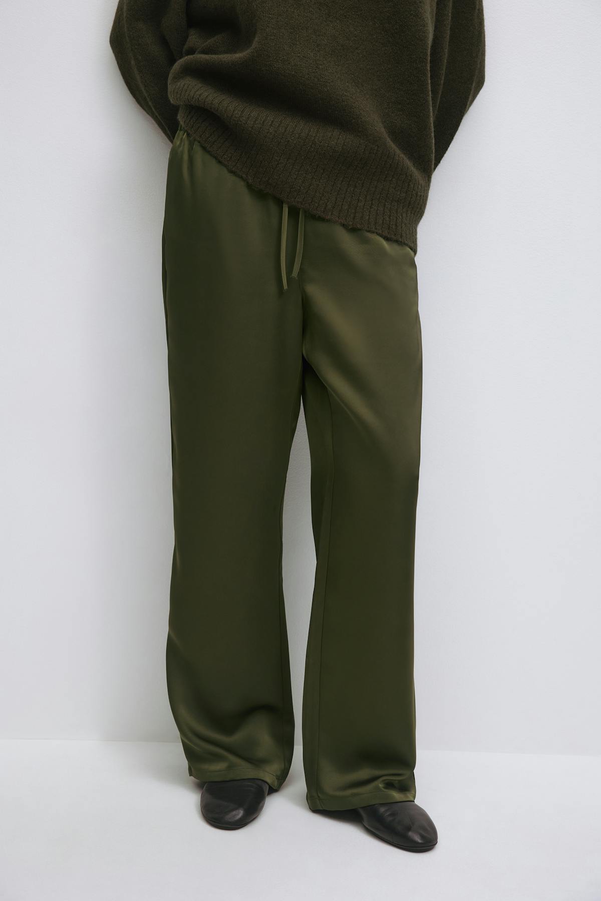 Drawstring satin trousers