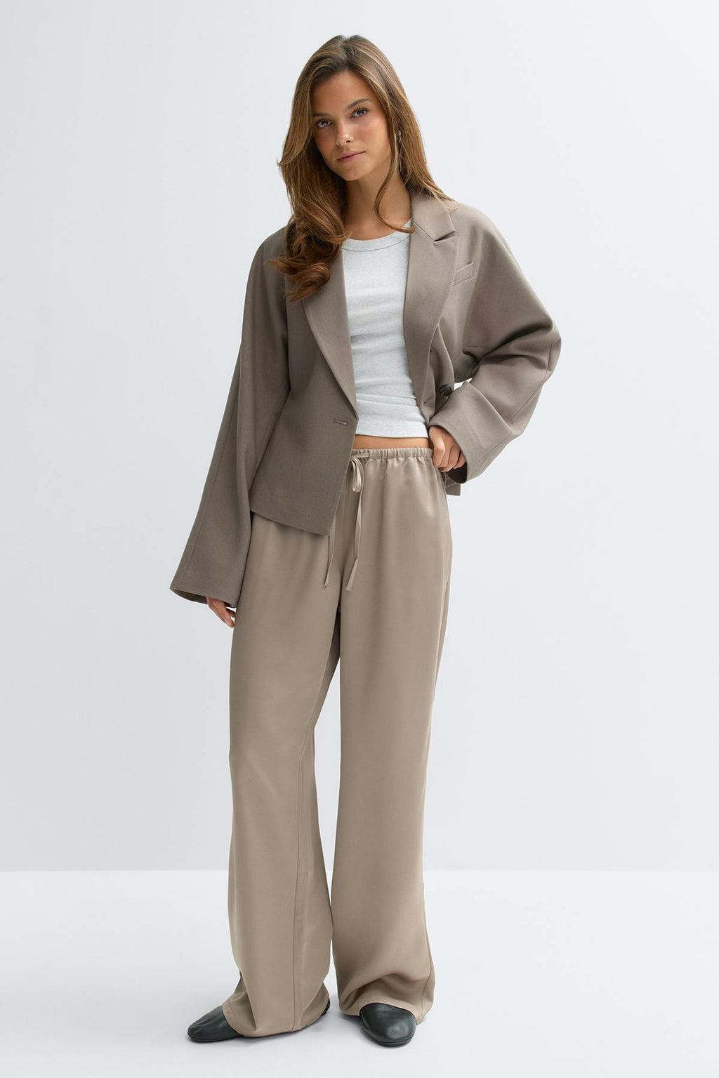 Drawstring satin trousers