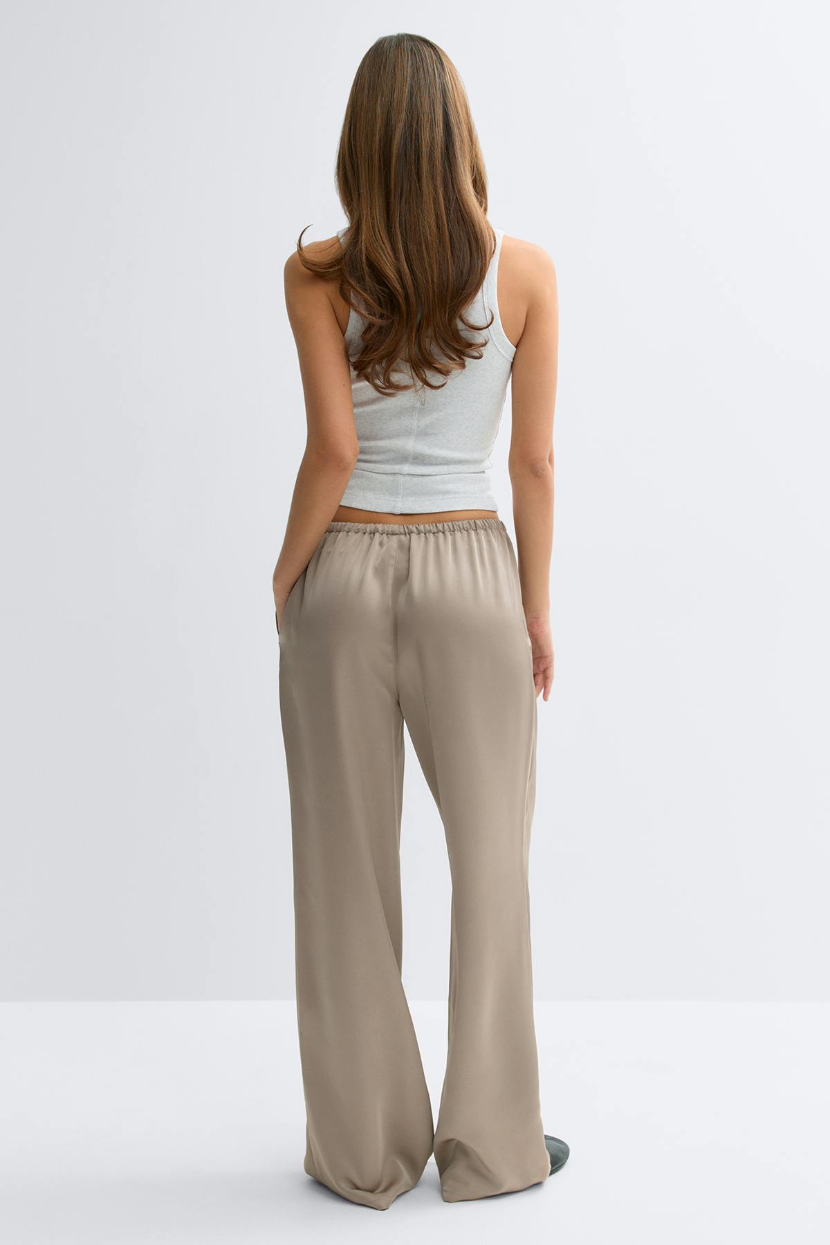 Drawstring satin trousers