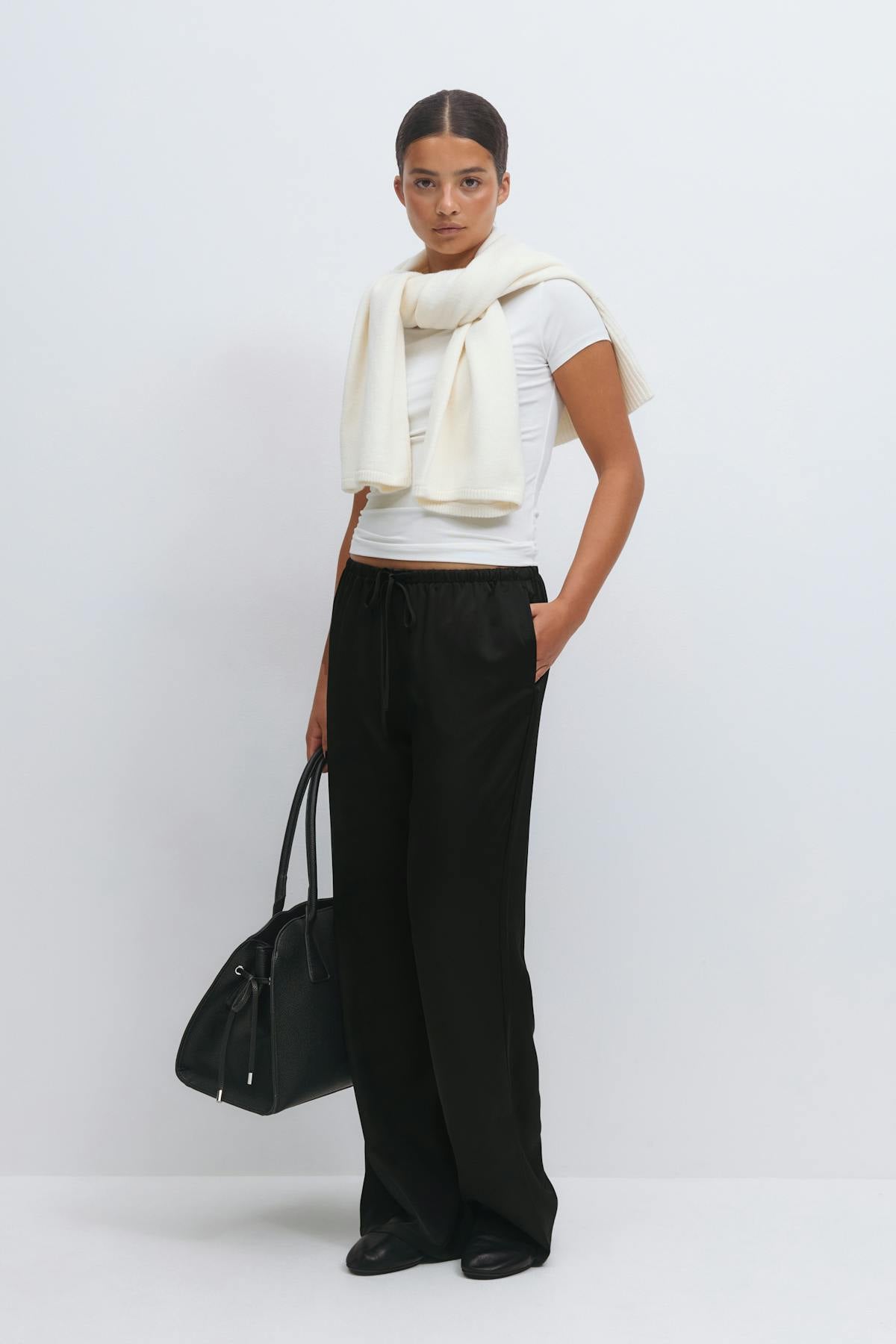 Drawstring satin trousers