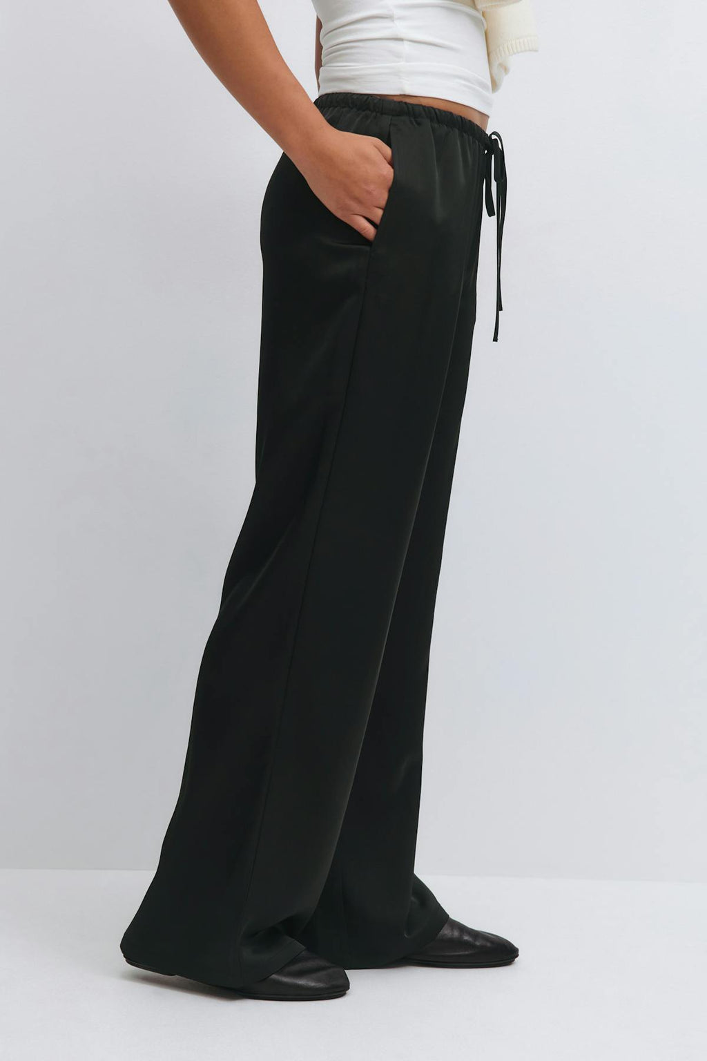 Drawstring satin trousers