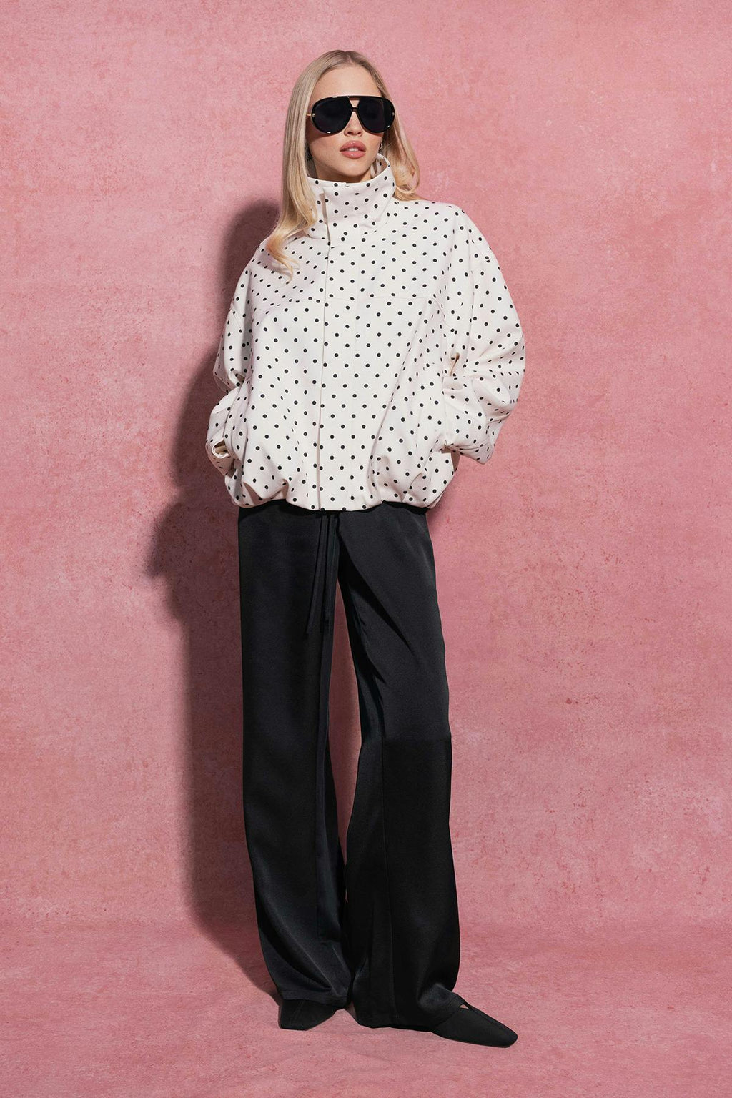 Drawstring satin trousers