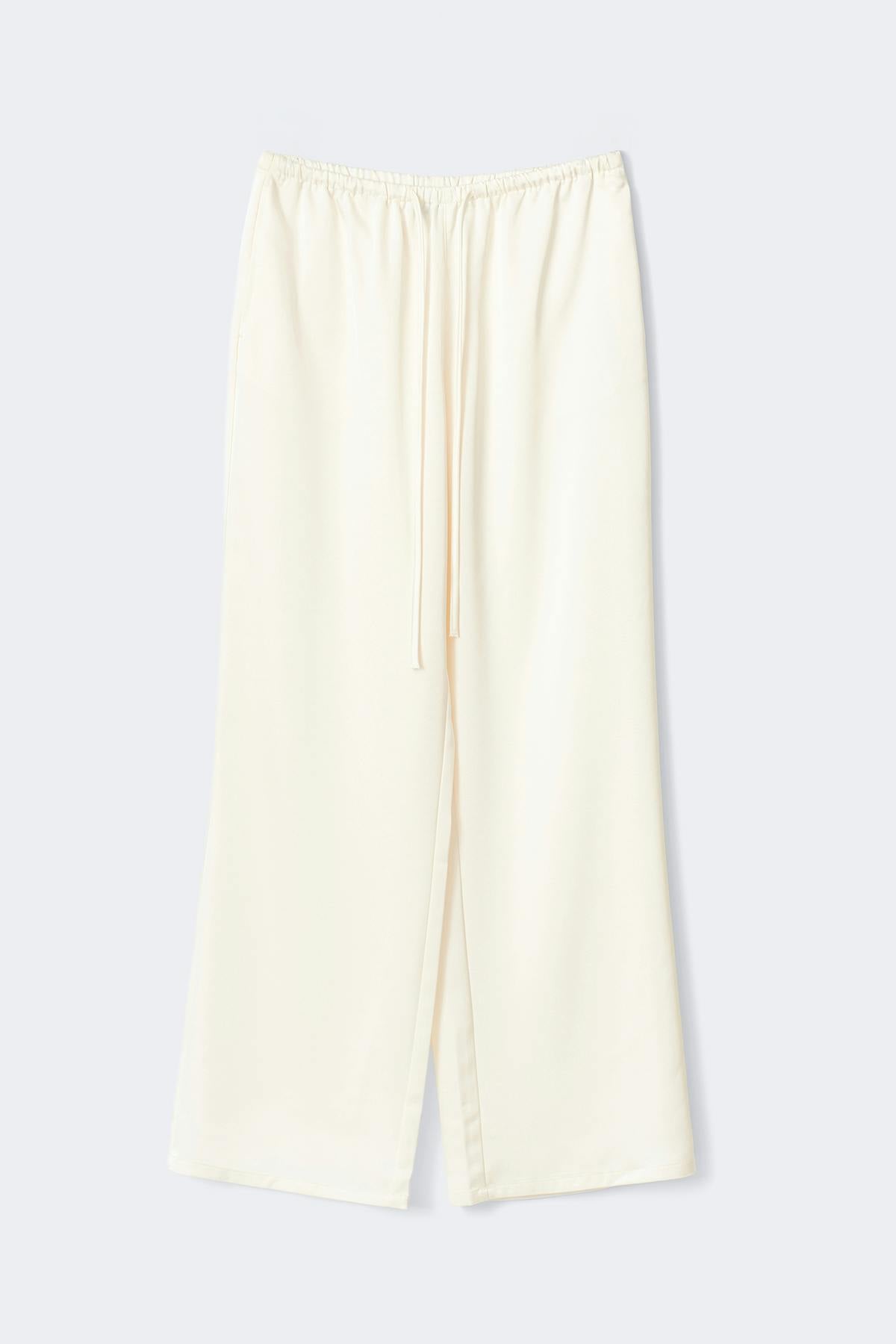 Tall drawstring satin trousers