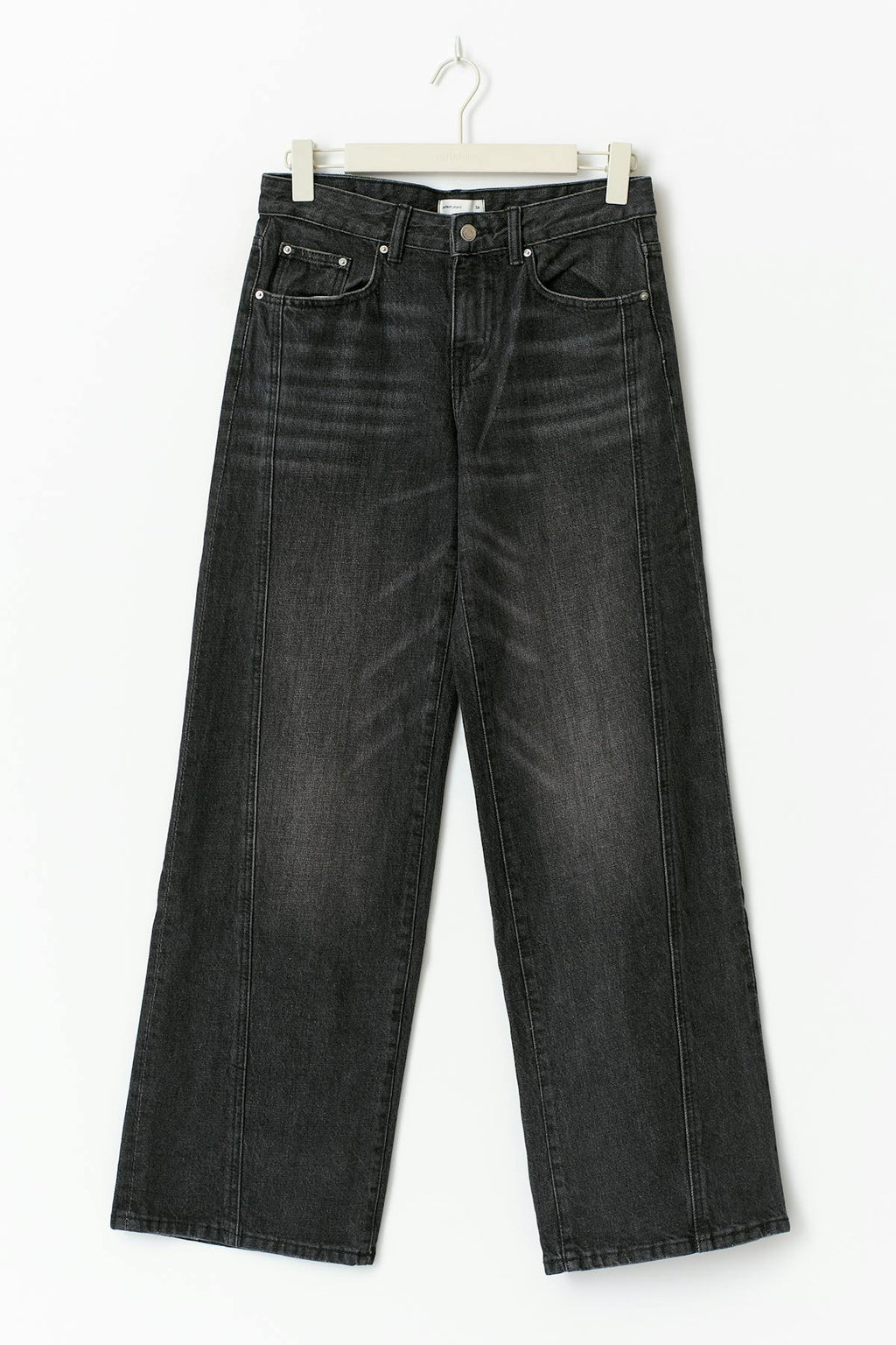 Low wide front seam jeans