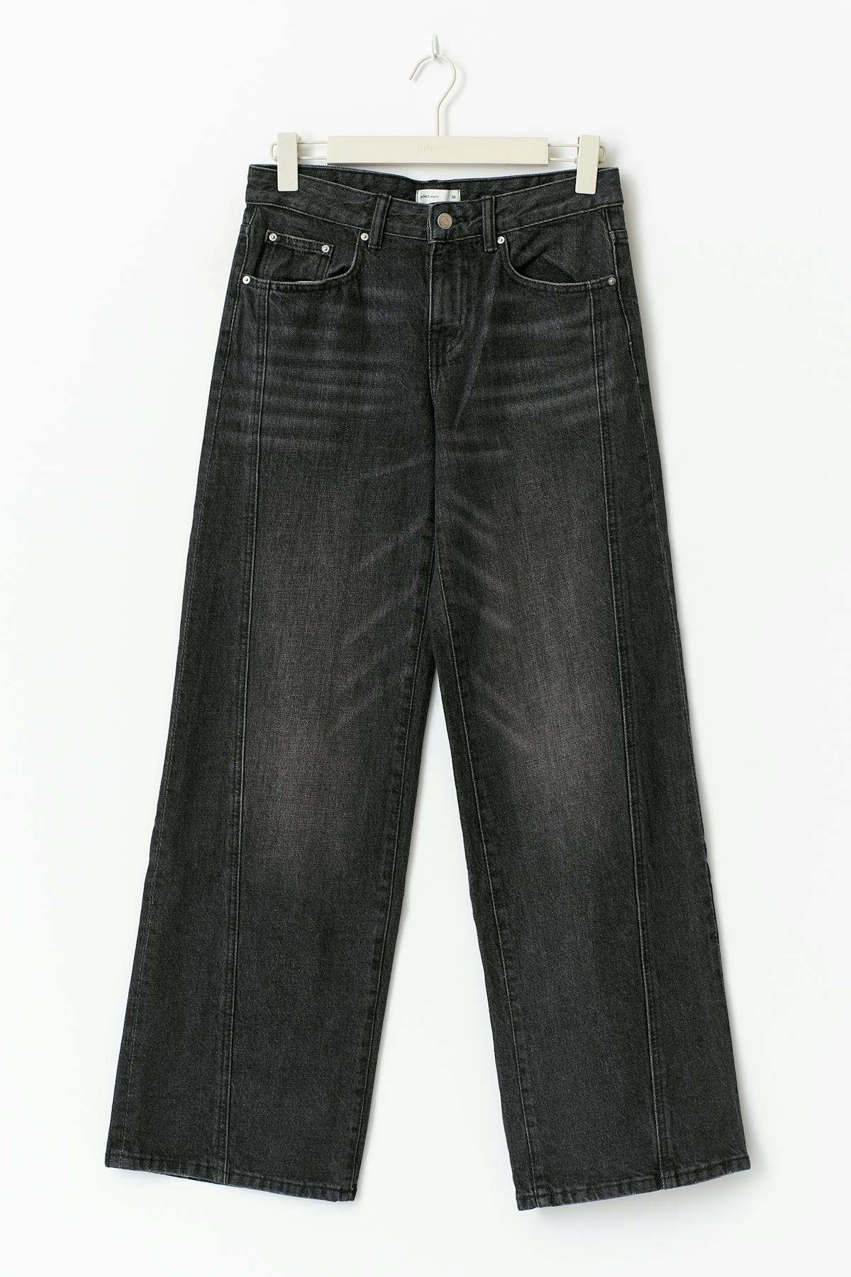 Low wide front seam jeans