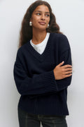 V-neck knitted sweater