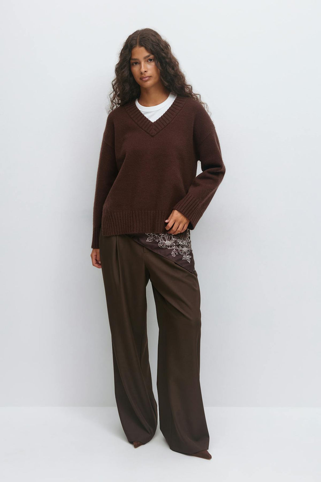 V-neck knitted sweater