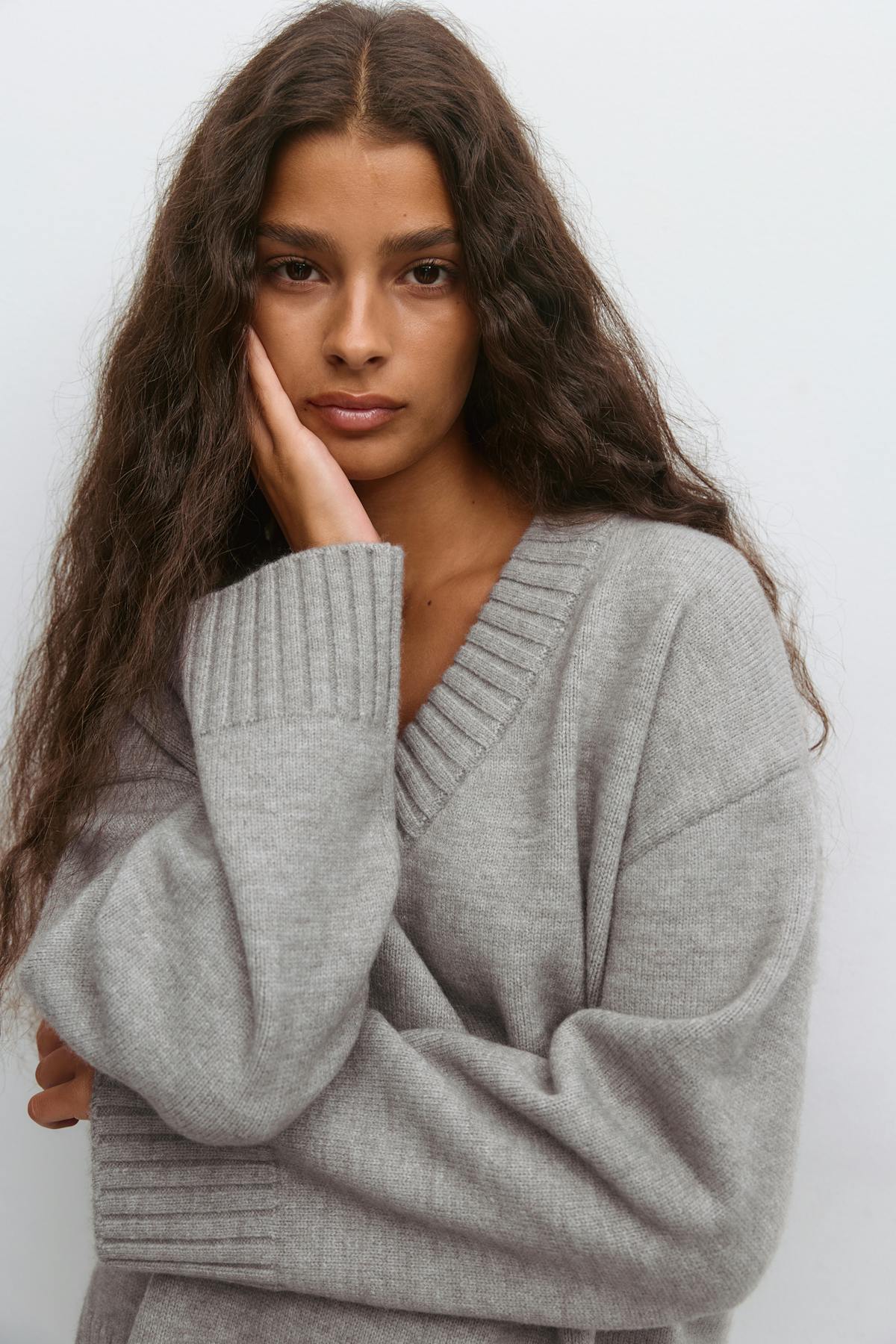 V-neck knitted sweater