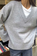 V-neck knitted sweater
