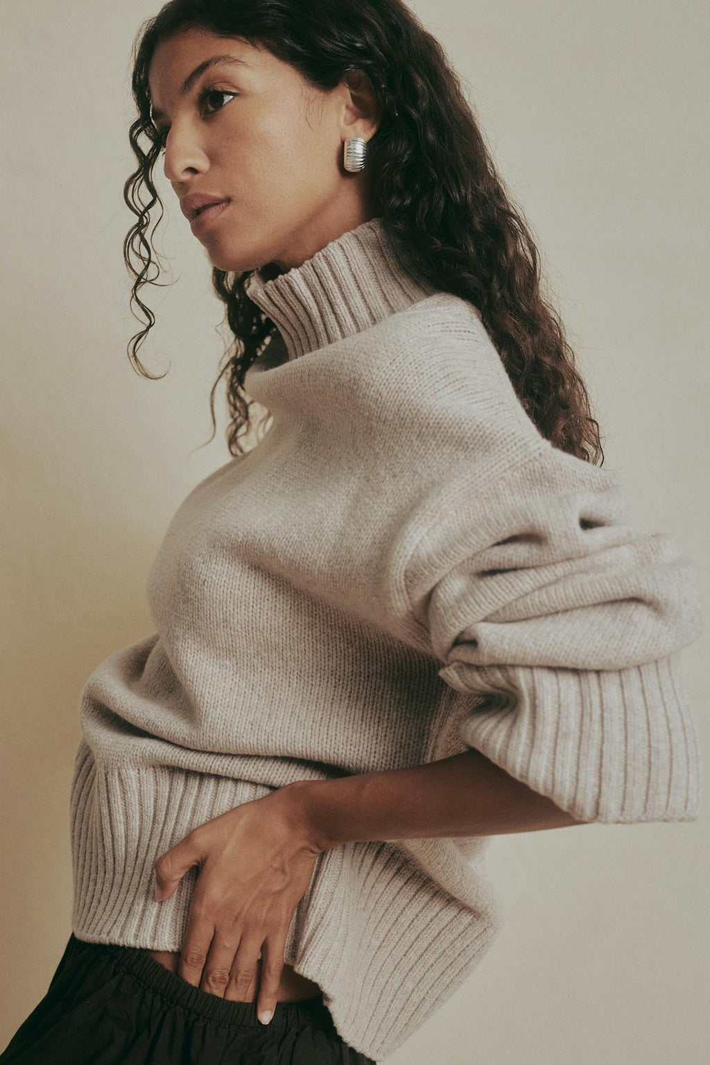 Turtleneck wool knit sweater