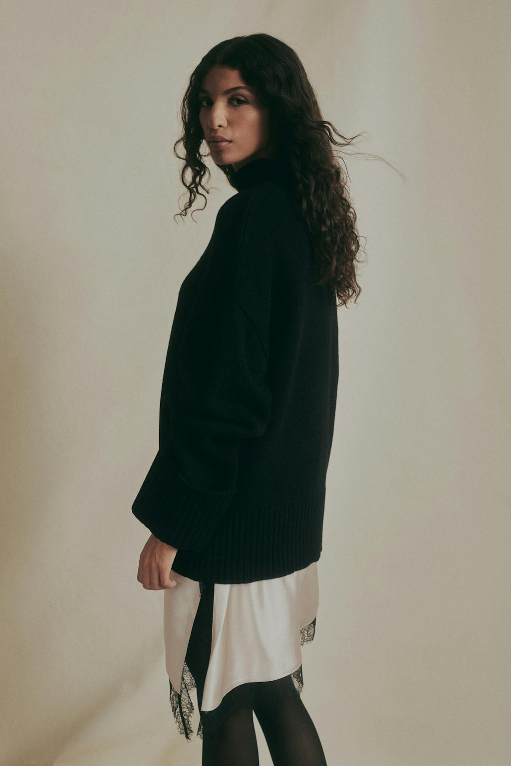 Turtleneck wool knit sweater