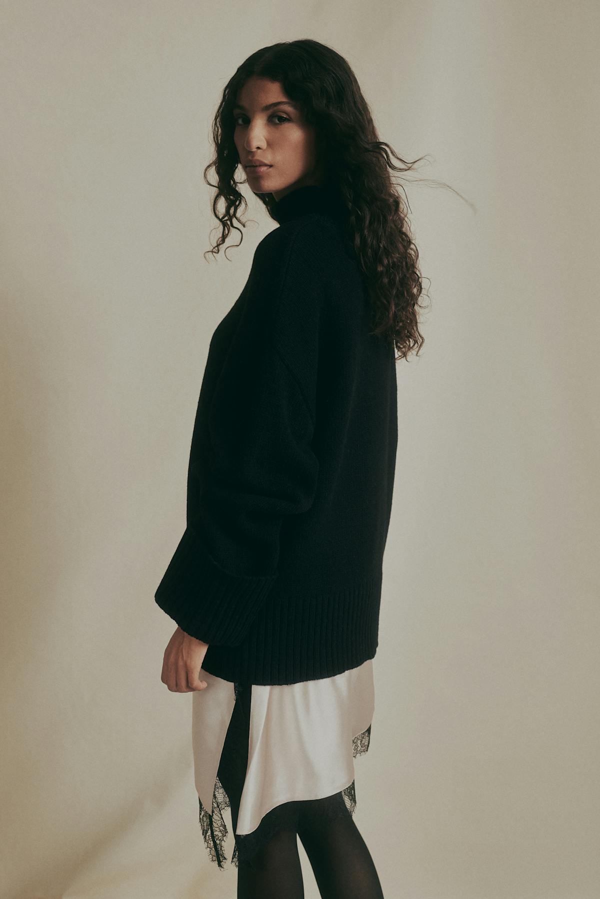 Turtleneck wool knit sweater