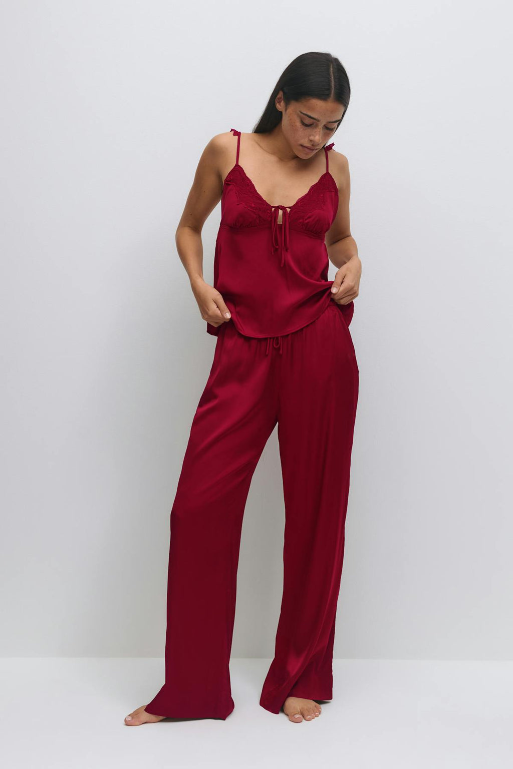 Satin loungewear trousers