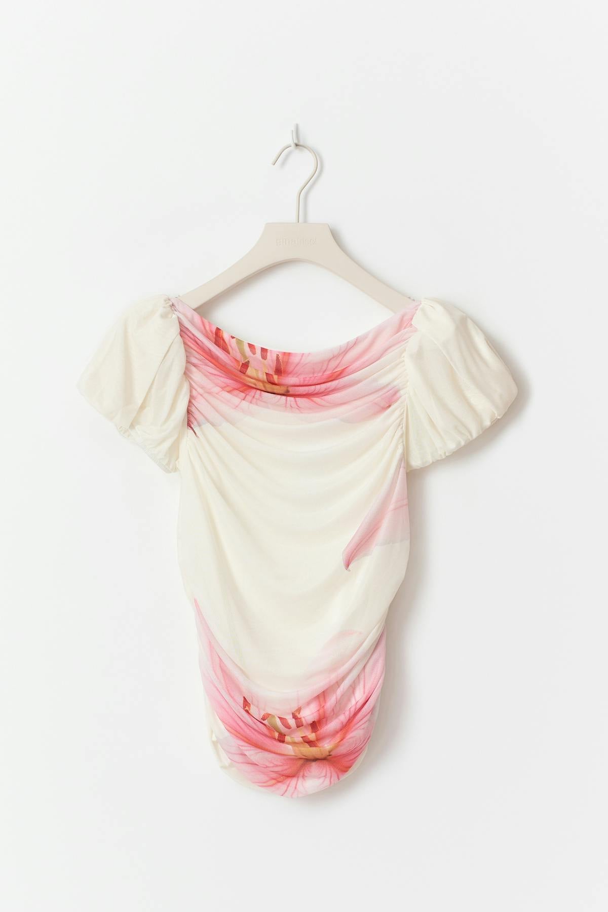 Puff sleeve mesh top