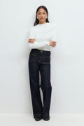 Front pocket flare jeans