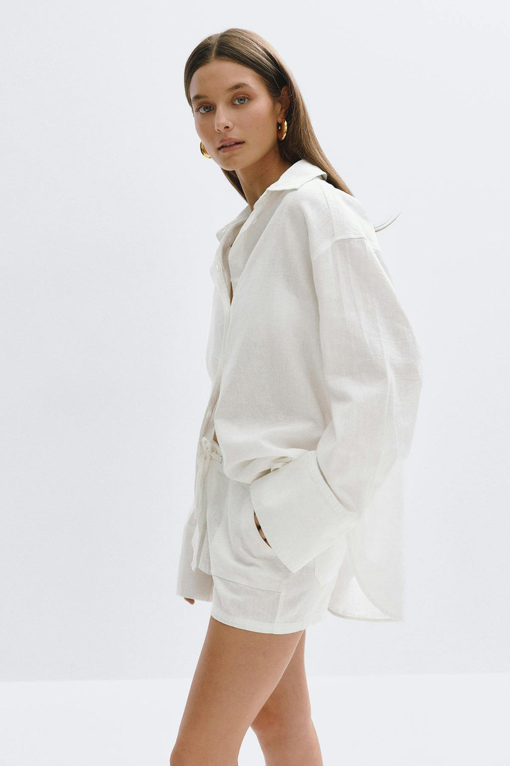 Oversized linen blend shirt
