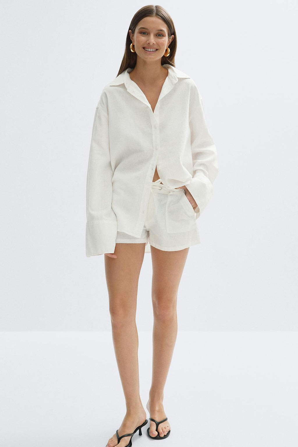 Oversized linen blend shirt