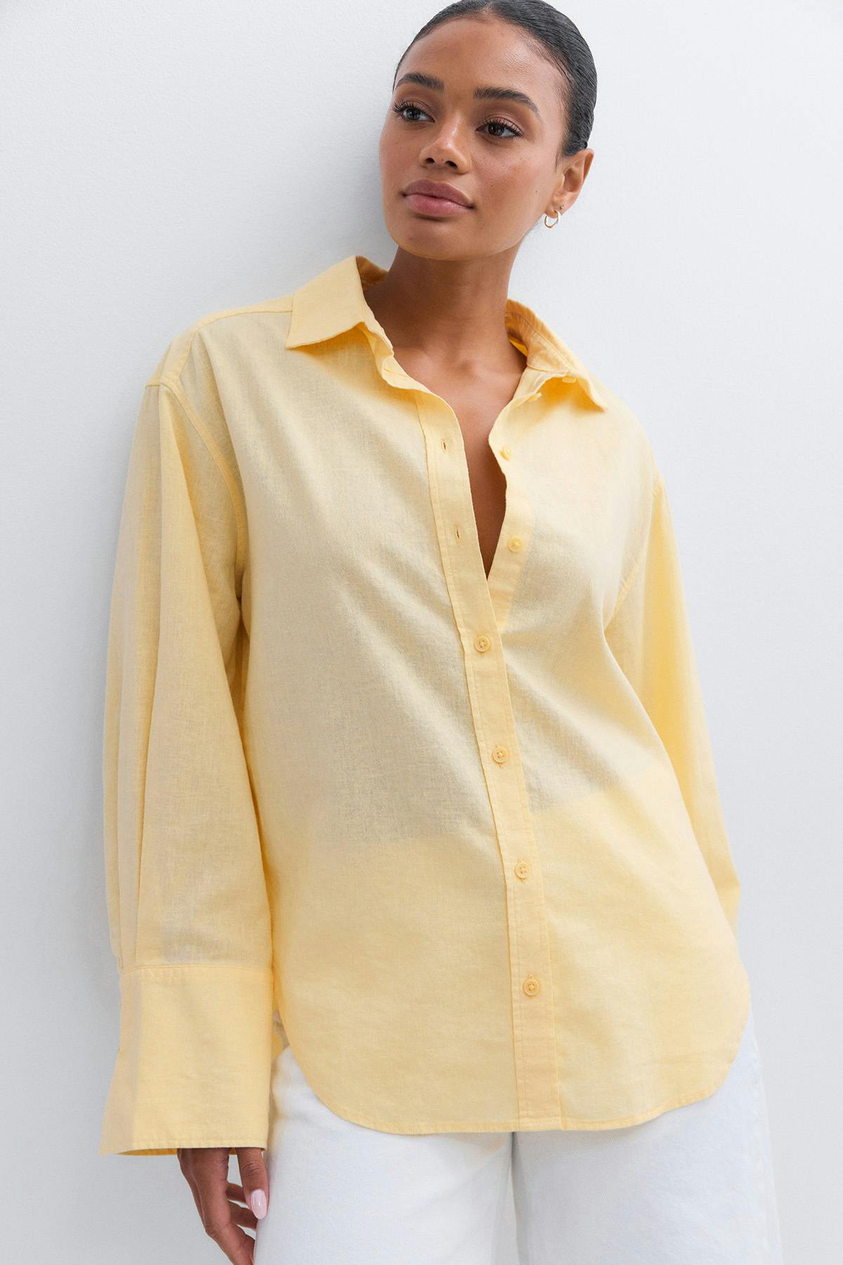 Oversized linen blend shirt