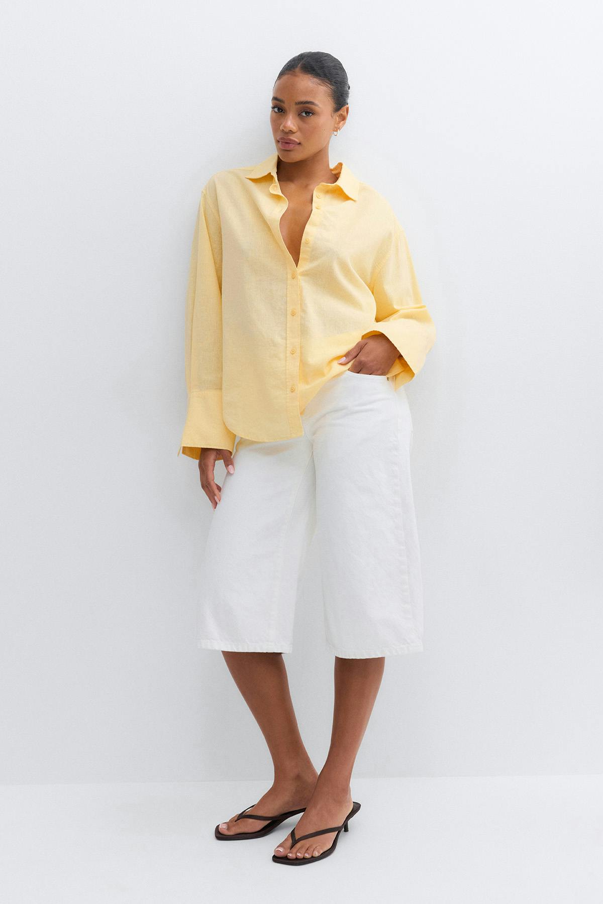 Oversized linen blend shirt