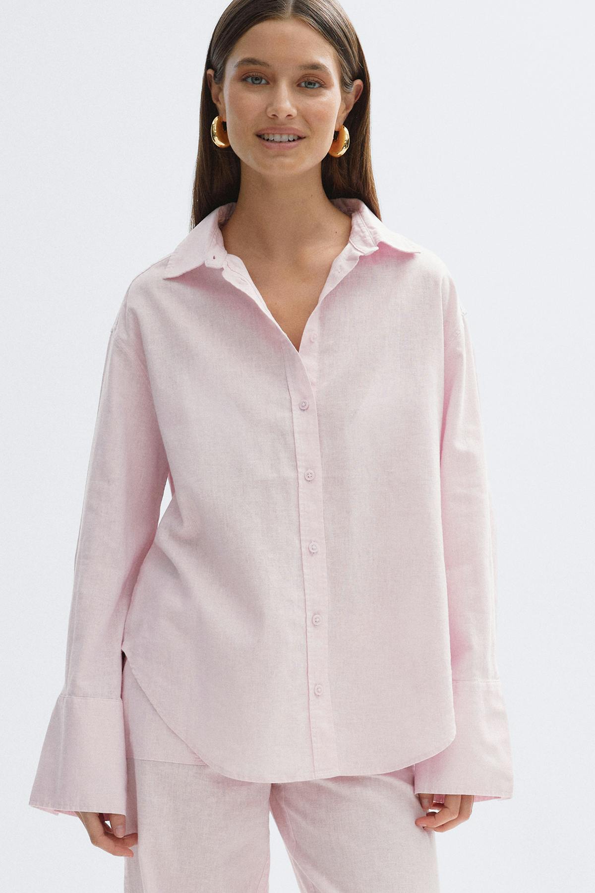 Oversized linen blend shirt