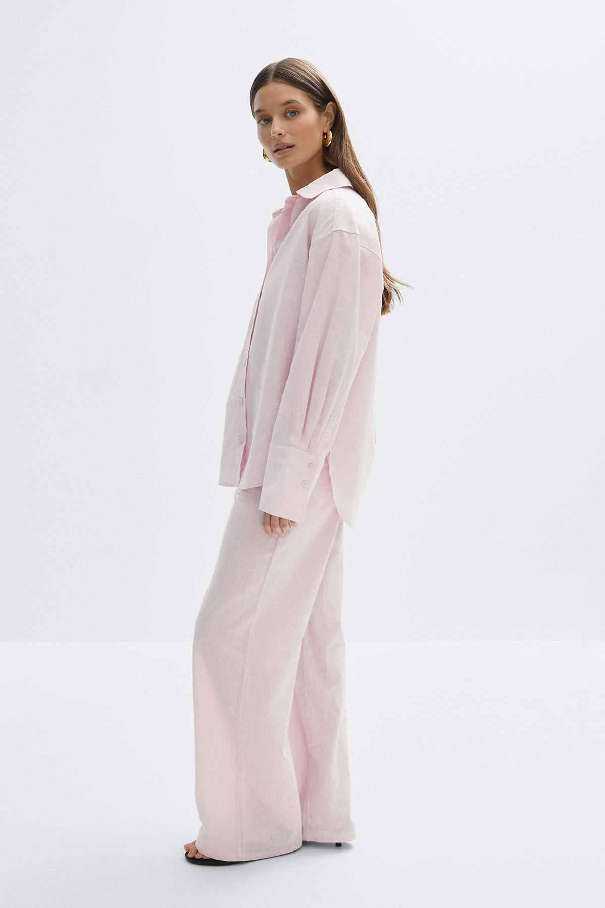Oversized linen blend shirt