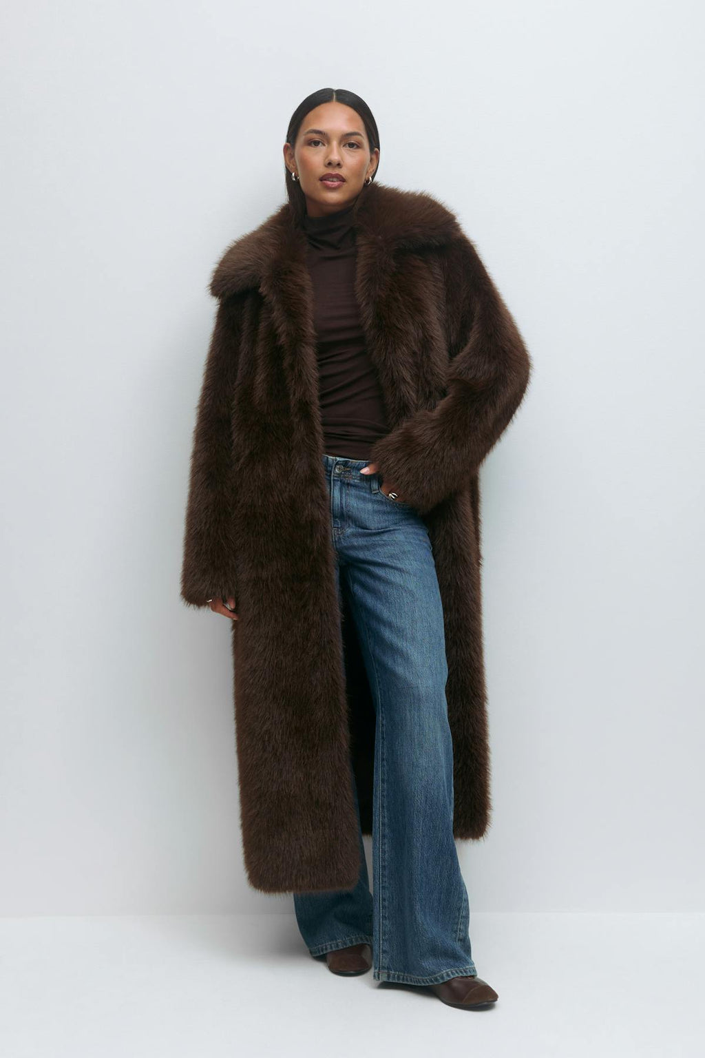 Faux fur long coat
