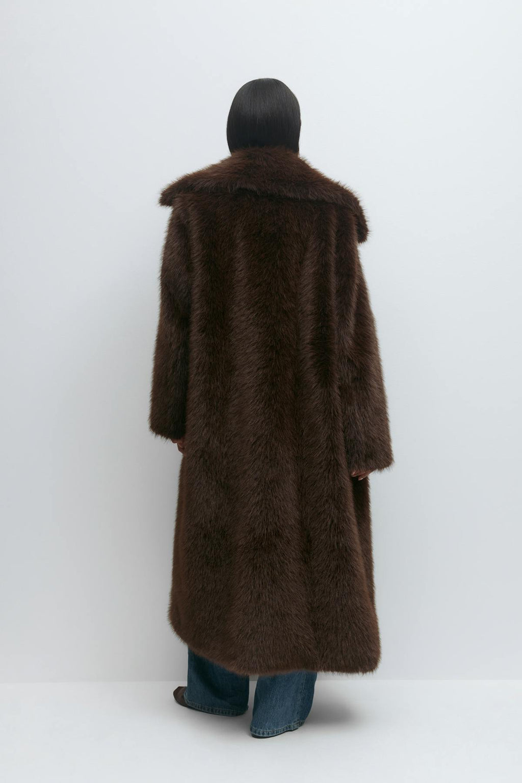 Faux fur long coat