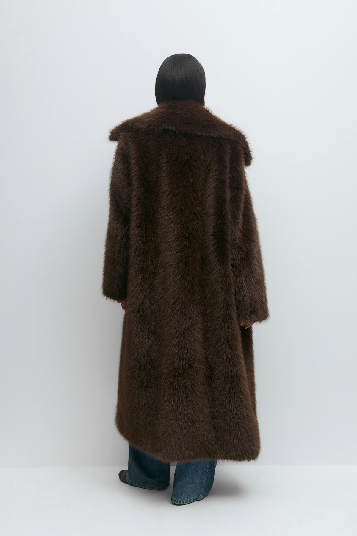 Faux fur long coat