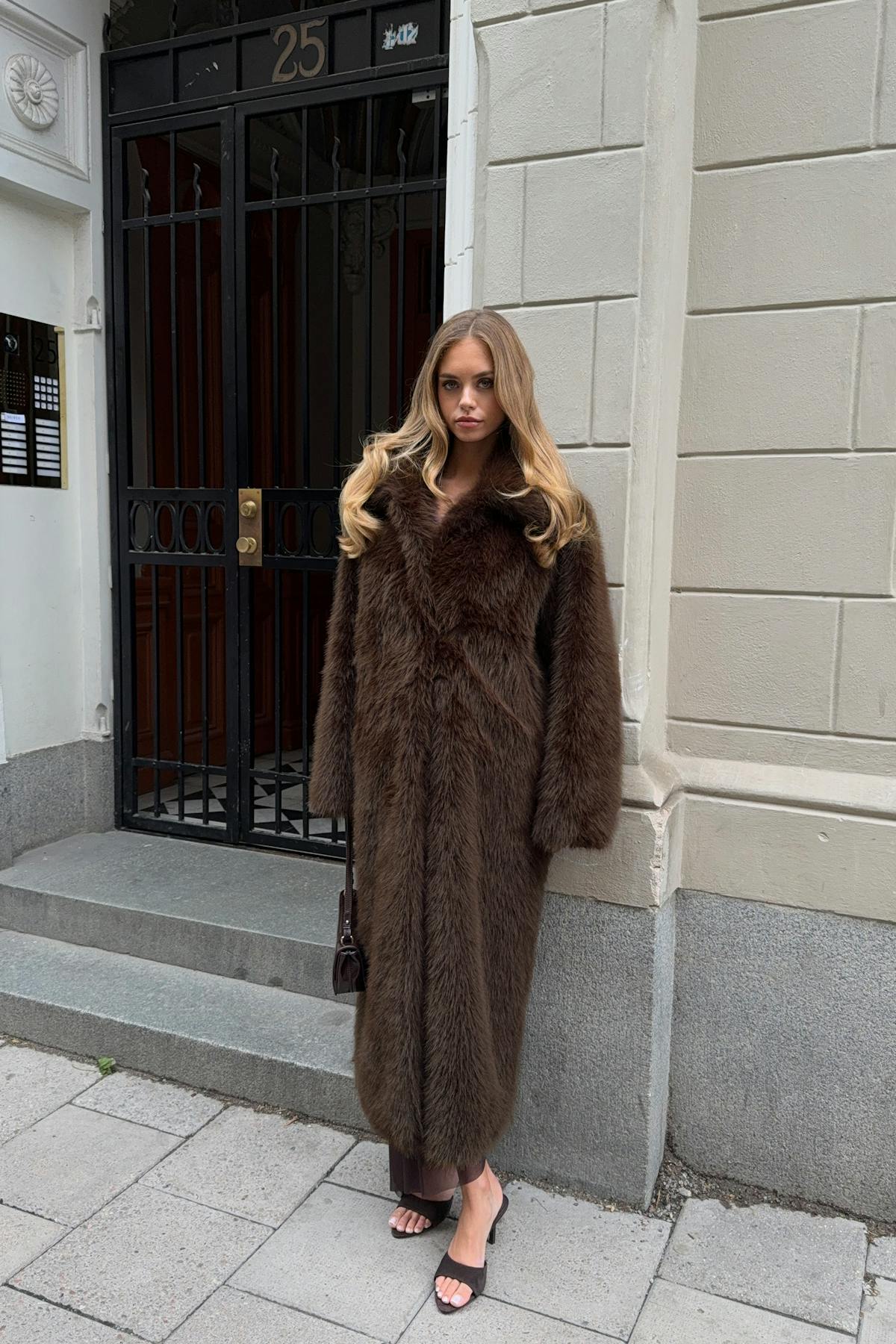 Faux fur long coat