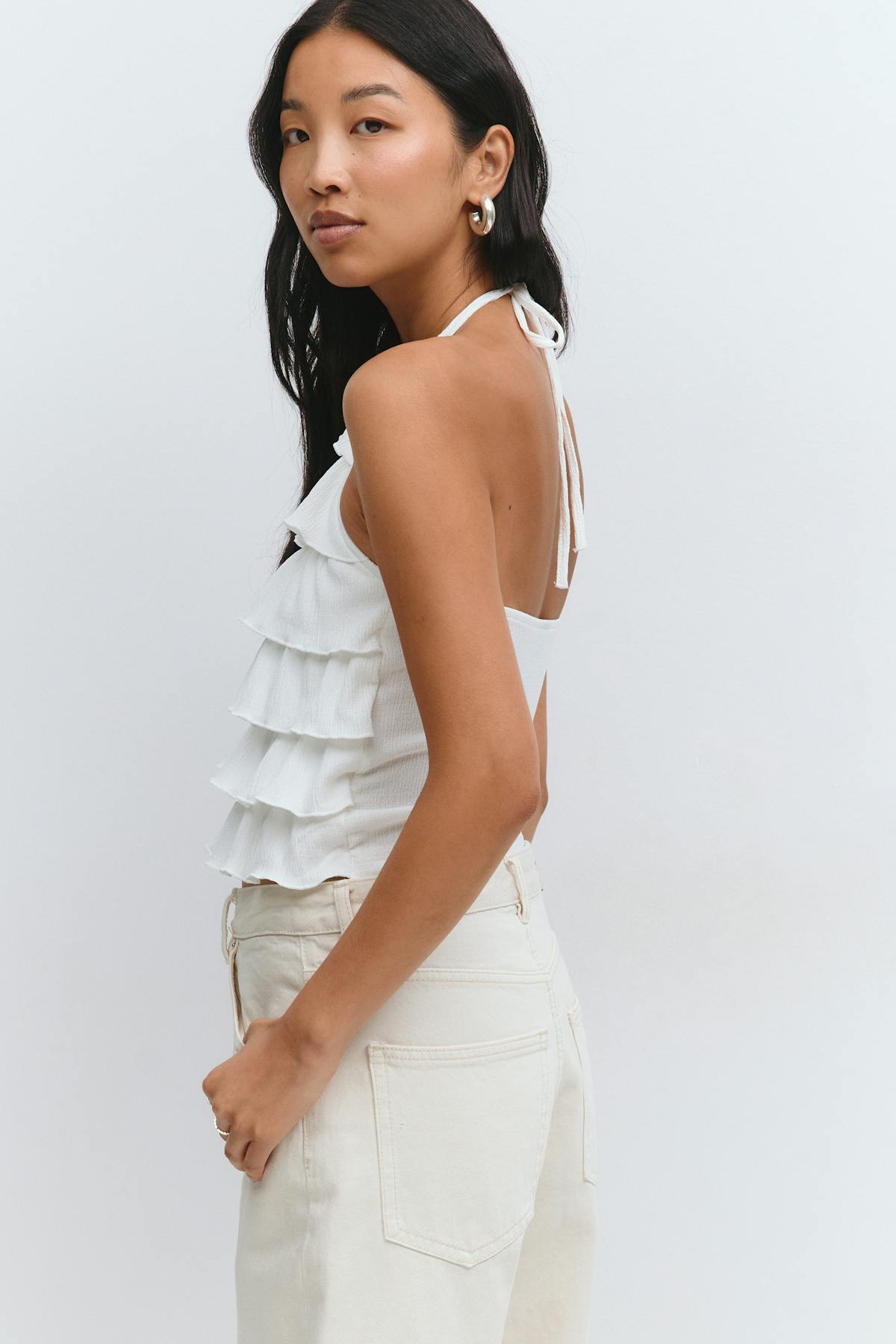 Frill halterneck top