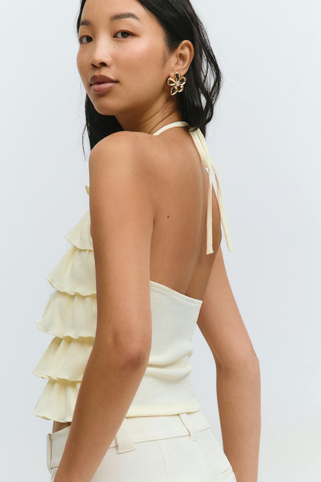Frill halterneck top