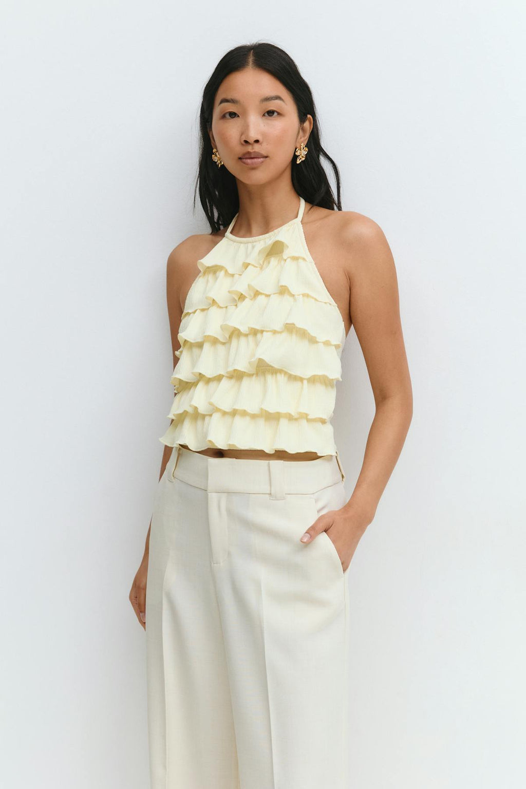Frill halterneck top