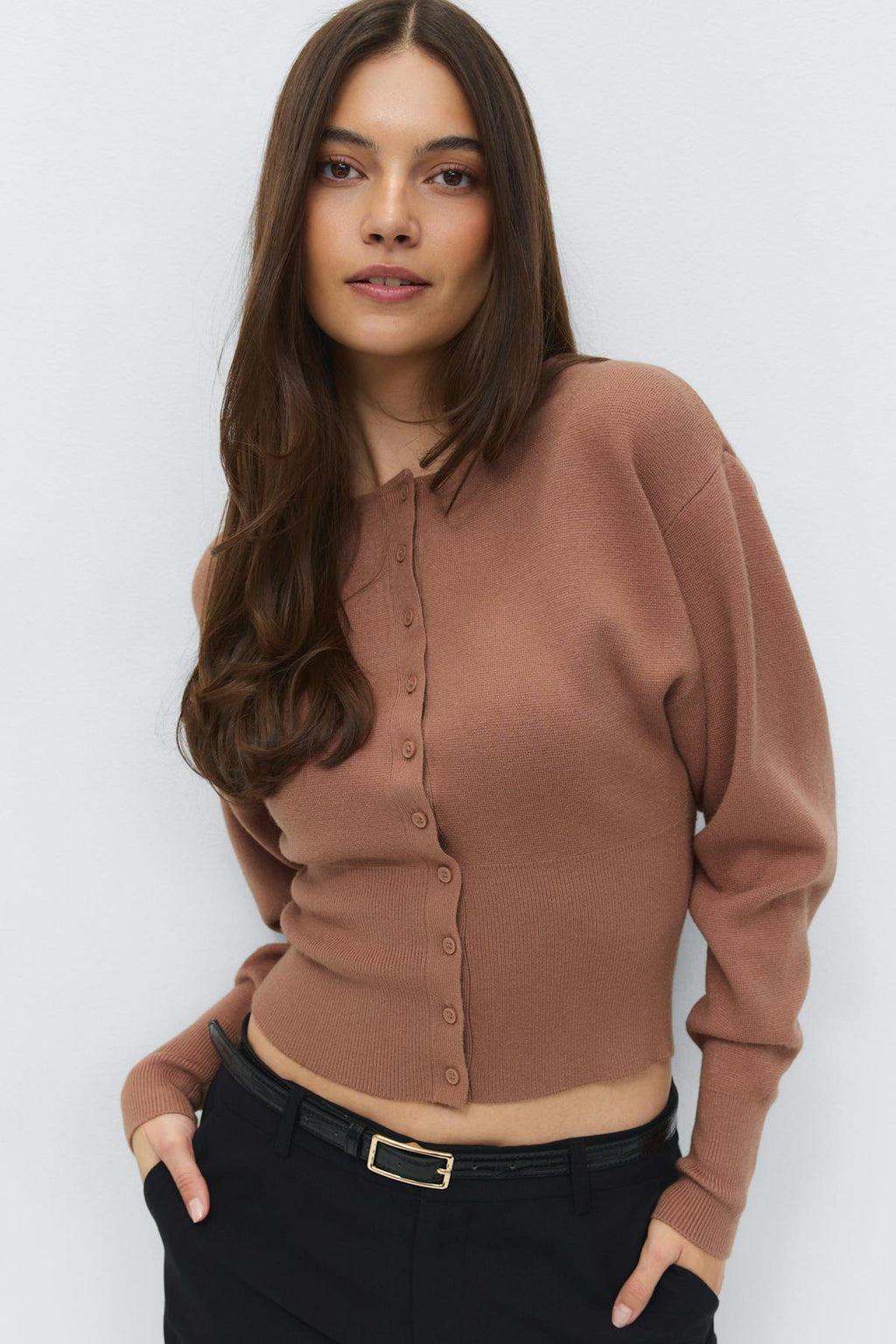 Shaped knitted cardigan
