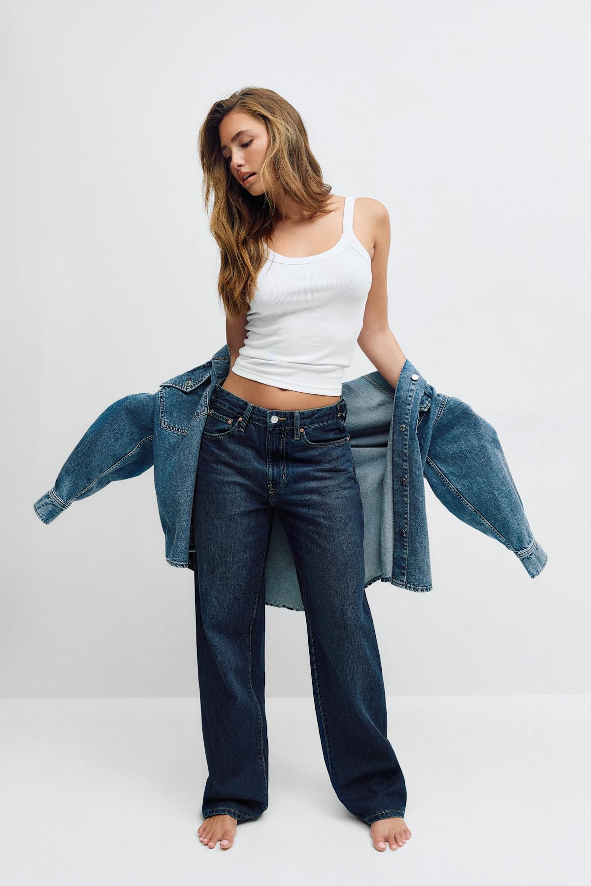 Baggy snap jeans